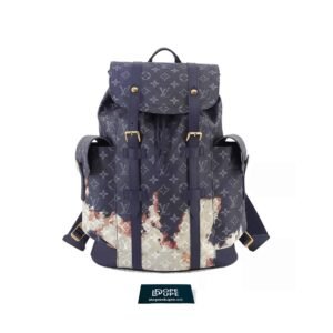 Christopher Backpack MM Monogram Bleach Canvas - Ink Blue