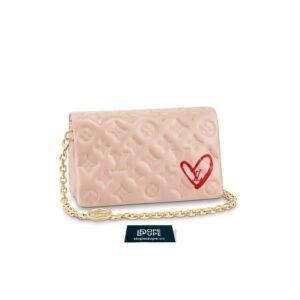 Coussin Pochette By Fall In Love Monogram Leather Embossed - Pink
