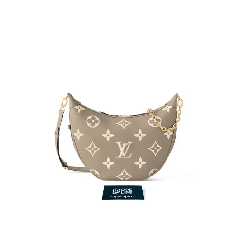Loop Hobo Bag Bicolor Monogram Empreinte Embossed - Dove Grey Cream (1)