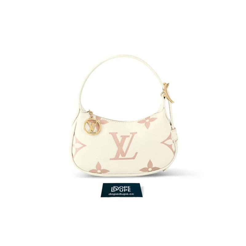 Mini Moon Bag Bicolor Monogram Empreinte Embossed - Latte White Pink (2)