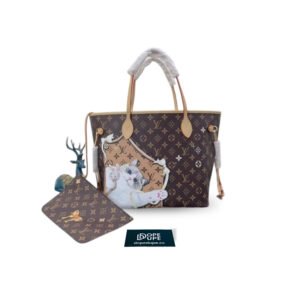 Neverfull MM Monogram Canvas with Kitten Print Pattern