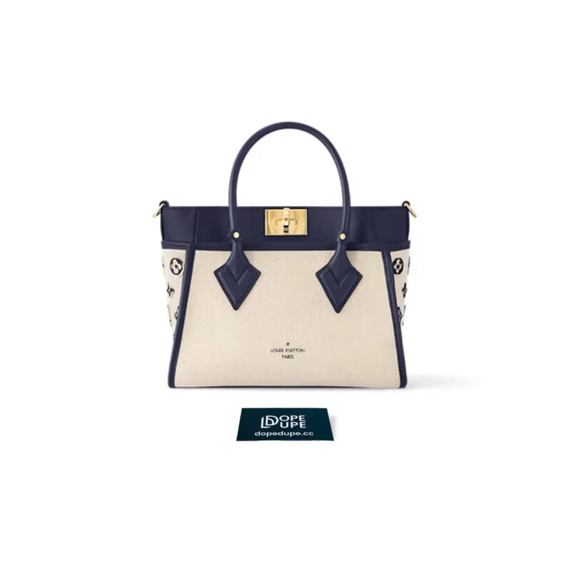 On My Side PM Monogram Flowers Embroided Canvas - Navy Blue (1)