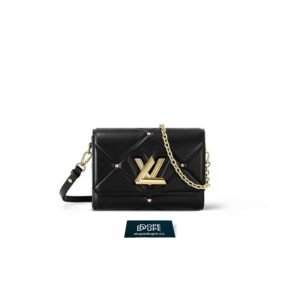 Twist MM Calfskin Quilted With Studded- Black