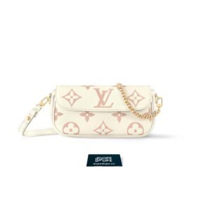 Wallet On Chain Ivy Monogram Empreinte Embossed Bicolor - Latte White