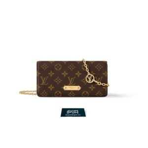 Wallet On Chain Lily Monogram Canvas - Brown
