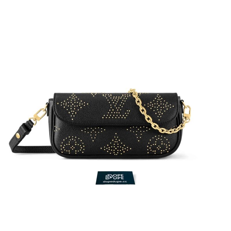 Wallet on Chain Ivy tiny golden studs- Balck (1)