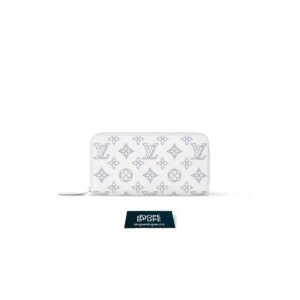 Zippy Wallet Mahina Monogram Pattern - White Blue