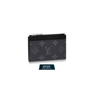 Compact Coin Card Holder Monogram Canvas Eclipse - Black