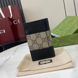 GG Bifold Card Case GG Supreme Canvas and Leather