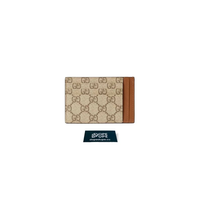 GG Emblem Card Case Canvas and Leather - Beige Dark Brown 1 (1)