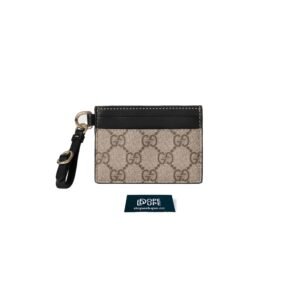 GG Emblem Card Case with Strap Canvas and Leather