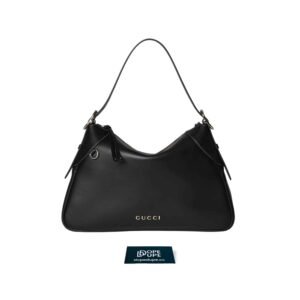 GG Emblem Large Shoulder Bag Smooth Leather - Black