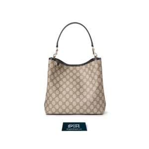 GG Emblem Small Shoulder Bag GG Canvas and Leather with zip pocket in the middle