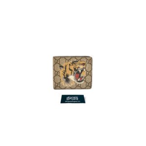 GG Supreme Tiger Print Bi-Fold Wallet - Beige