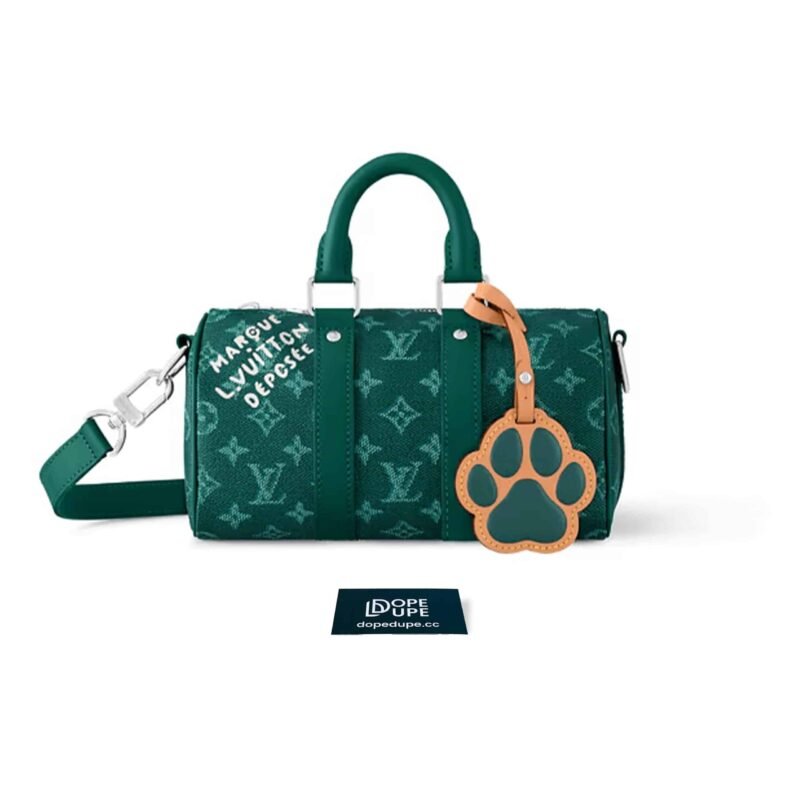 Keepall Bandouliere 25 Monogram Heritage Canvas with Charm Dog Paw - Green 1 (1)