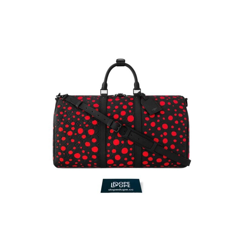 Keepall Bandouliere 50 Monogram Taurillon with Dot Print – Black Red