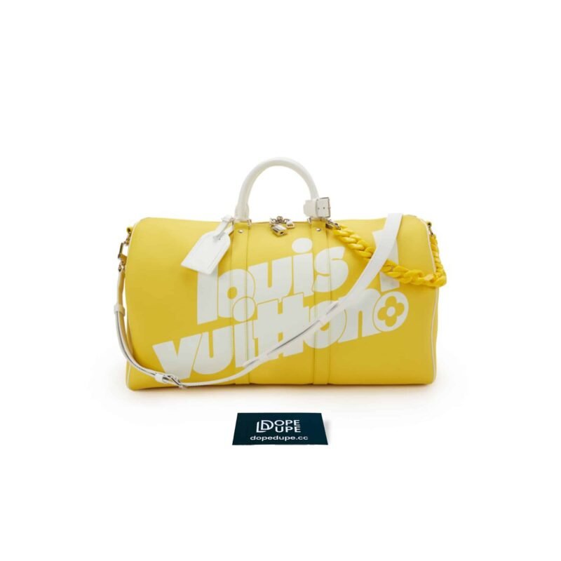 Keepall Bandouliere 55 Cowhide with A Contrasting LV – Yellow