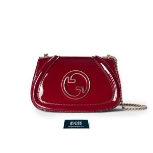 Mini Blondie Shoulder Bag Patent Leather with Enamel Interlocking G