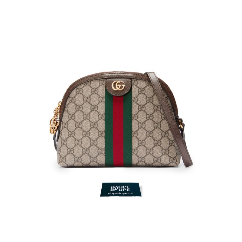 Ophidia Small Shoulder Bag GG Supreme with Inlaid Web Stripe - Beige Ebony (1)