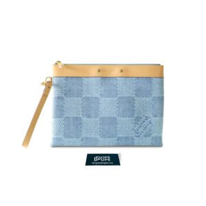 Pochette To Go Damier Denim 3D Cotton Canvas - Blue