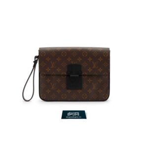 S Lock A4 Pouch Monogram Macassar Canvas - Brown
