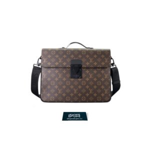 S Lock Briefcase Monogram Macassar Canvas - Brown