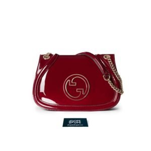 Small Blondie Shoulder Bag Style 815715 Patent Leather with Enamel Interlocking G