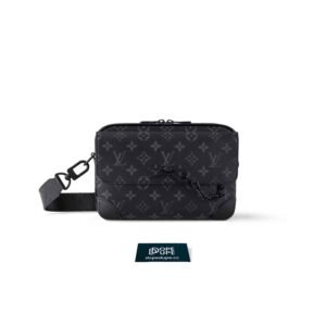 Steamer Messenger Monogram Eclipse Canvas - Black