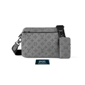 Trio Messenger Monogram Shadow with Embossed- Anthracite Grey
