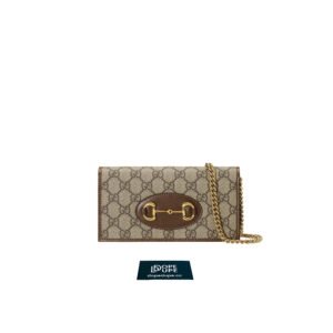 Wallet with Chain Horsebit 1955 GG Supreme Canvas