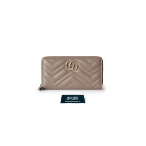 Zip Around Wallet GG Matelasse Chevron Leather - Taupe