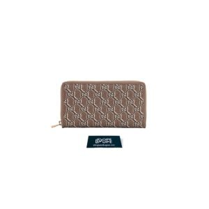 Zip Around Wallet with GG Shadow Supreme Motif and Leather - Taupe