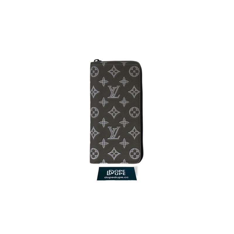 Zippy Wallet Vertical Monogram Shadow Calfskin – Ink Blue White