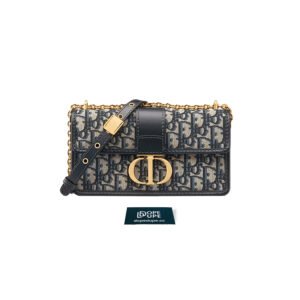 30 Montaigne East-West Bag with Chain Oblique Jacquard - Blue