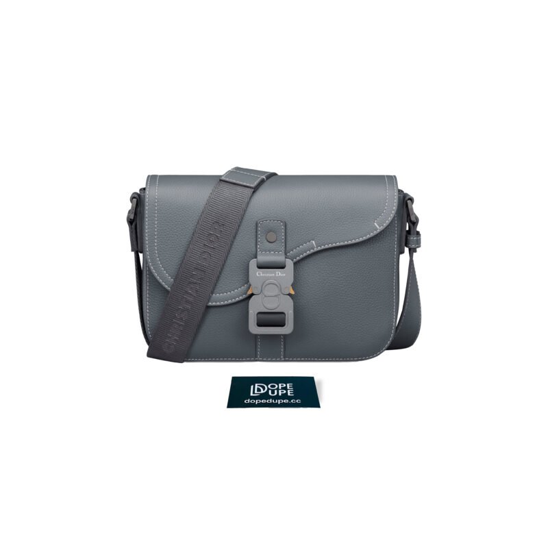 Dior Small Saddle Messenger Bag With Flap Grained - Deep Gray (1)