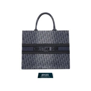 Large Book Tote Denim Oblique Jacquard - Blue