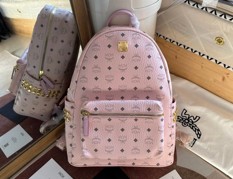 Large Stark Side Studs Backpack in Visetos - Powder Pink (1)