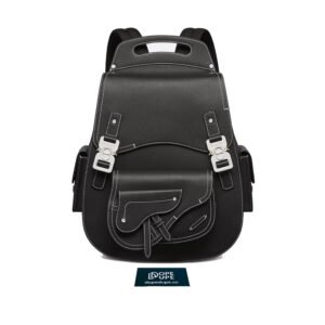 Maxi Gallop Backpack Grained Calfskin with Silver Buckle - Black