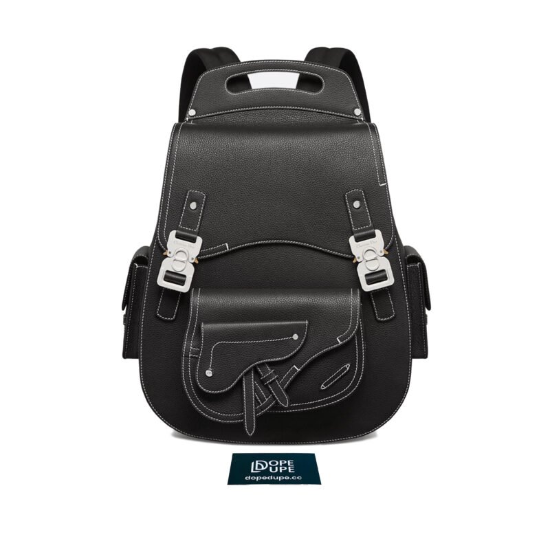 Maxi-Gallop-Backpack-Grained-Calfskin-with-Silver-Buckle-–-Black-1