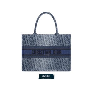 Medium Book Tote Denim Oblique Jacquard - Blue