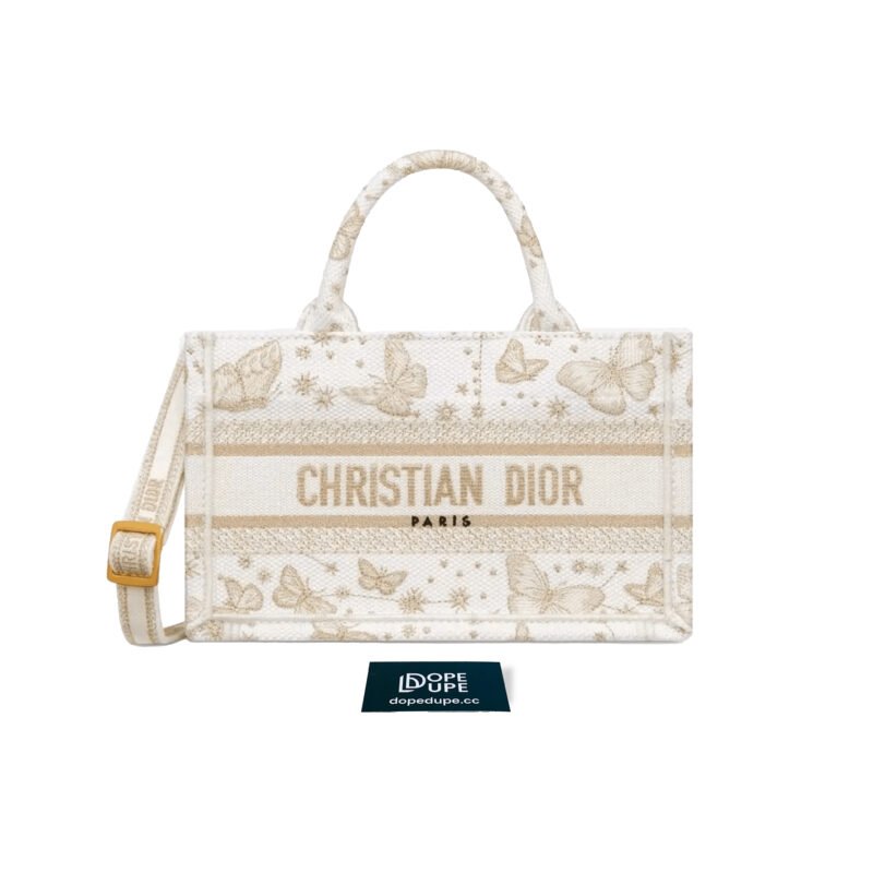 Mini Book Tote Toile De Jouy Mexico Embroidery -White Gold (1)