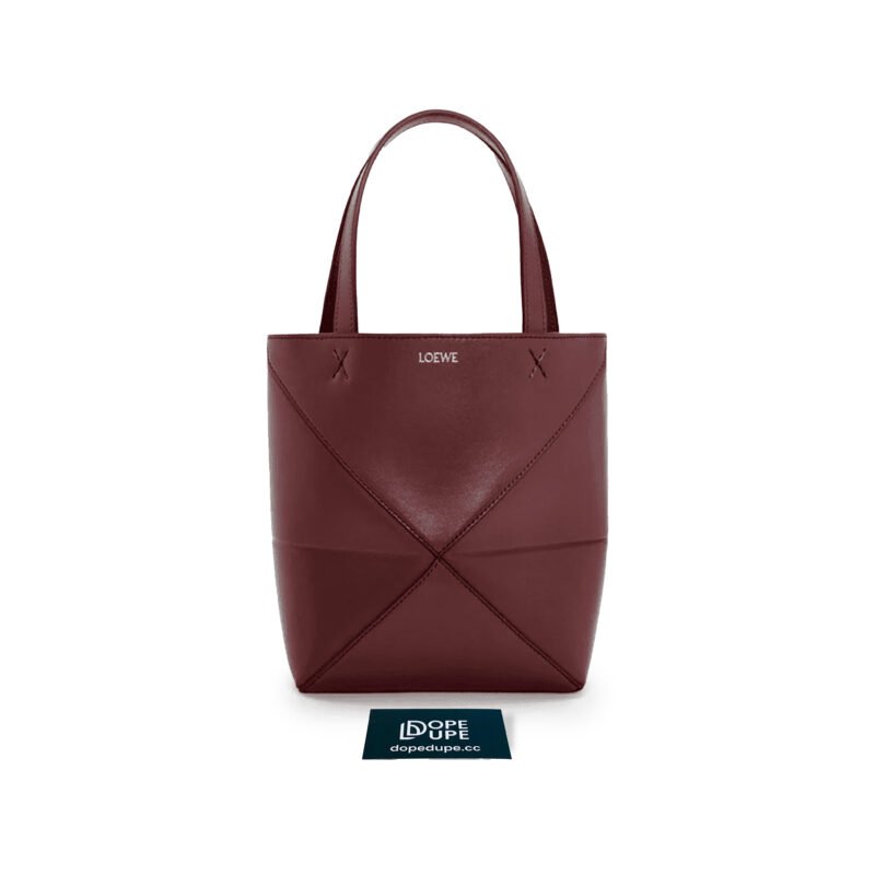 Mini Puzzle Fold Tote Shiny Calfskin - Dark Burgundy (1)
