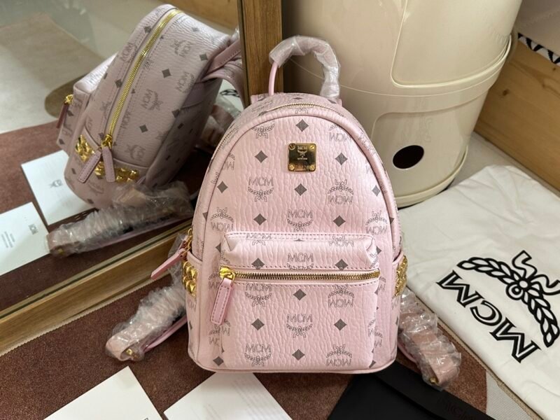 Mini Stark Side Studs Backpack in Visetos - Powder Pink (1)