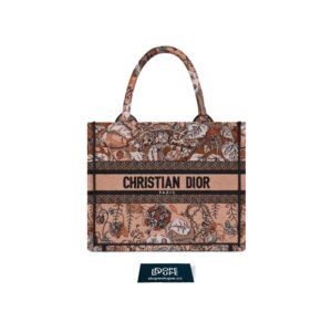 Small Book Tote Bag Jardin Magique Embroidery - powder pink