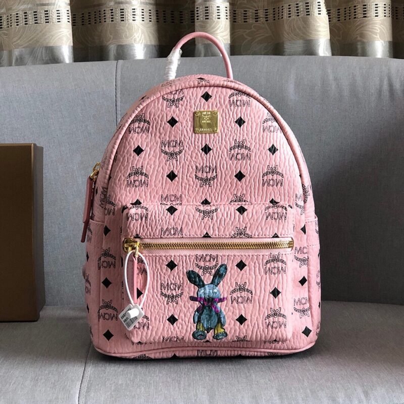 Small Stark Classic Rabbit Bacpack in Visetos - Powder Pink (1)