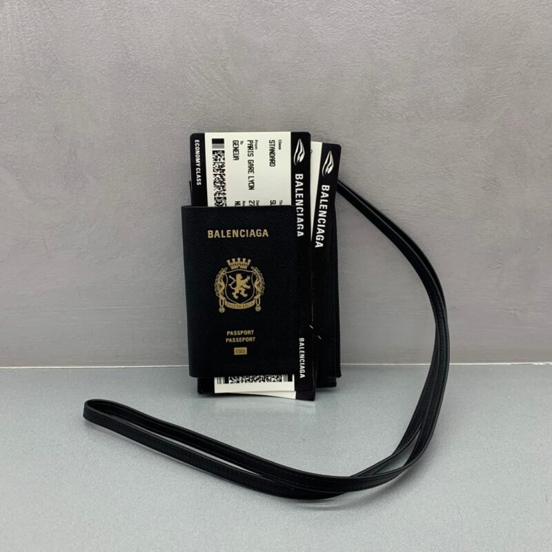 Balen Passport Wallet with Lanyard - Black (1)