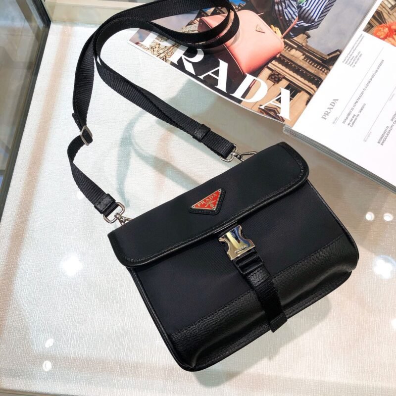 Cellphone Case Crossbody Bag Tessuto with Saffiano Mini - Black (1)