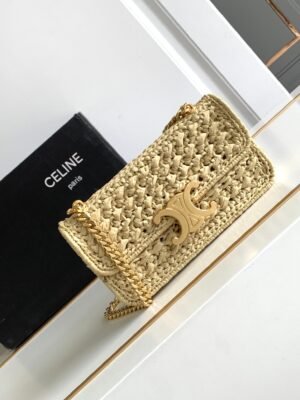 Chain Shoulder Bag Claude in Raffia Effect Textile