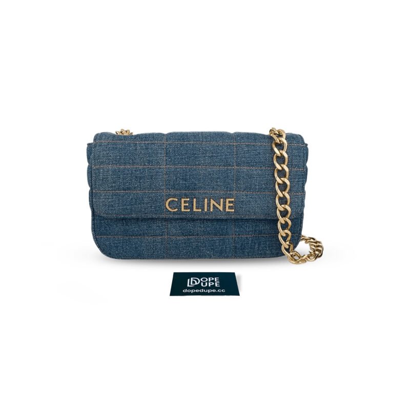 Chain Shoulder Bag Matelasse Monochrome in Denim - Blue (1)