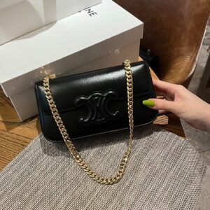Cuir Triomphe Flap Chain Shoulder Bag in Shiny Calfskin